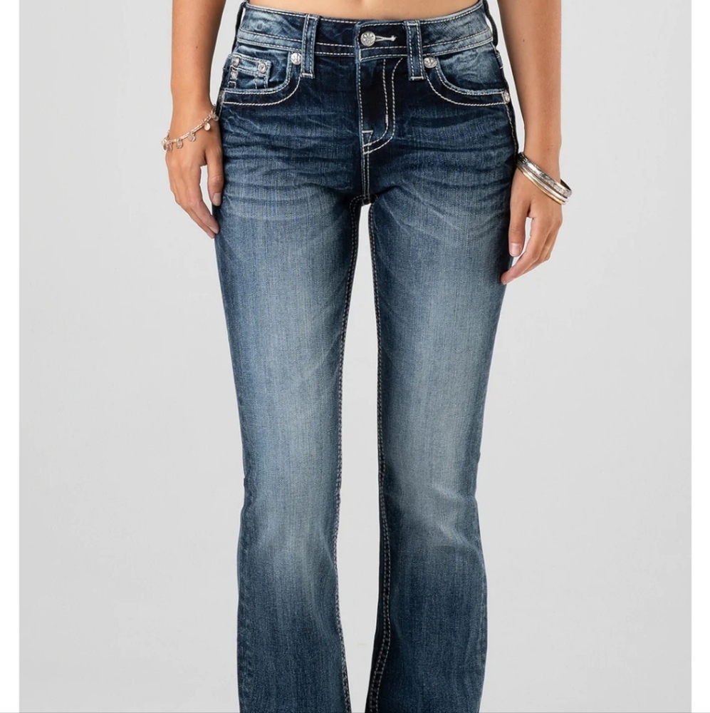 MISS ME BLINGED WING BOOTCUT JEANS 28